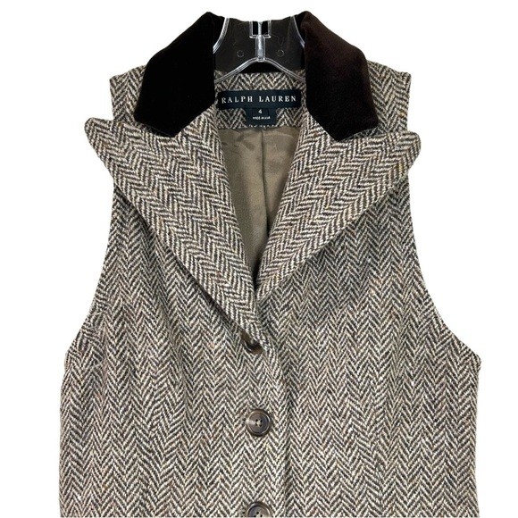 Ralph Lauren - Women’s Herringbone Vest, Wool, Classic Equestrian - Brown Size 4 - Picture 11 of 17